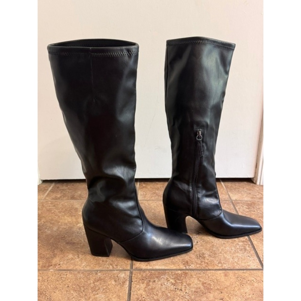 Franco Sarto Black Square Toe Block Heel Tall Boots Womens 9.5 45710 - Picture 2 of 15